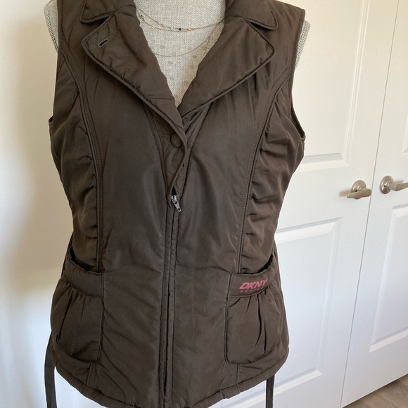 DKNY active brown polyester vest size M - Picture 4 of 6